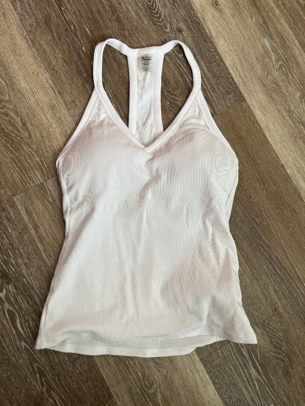 Built in Bra Racerback Tank Top V Neck Cotton Ribbed
